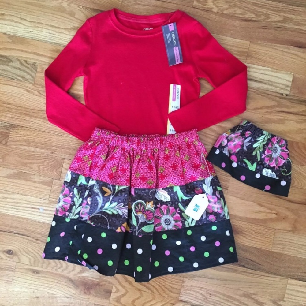 Boutique 6/6X skirt with America Girl doll skirt